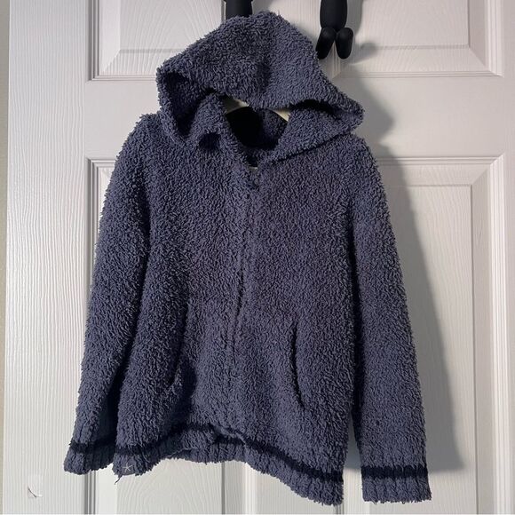 Barefoot Dreams Cozy Blue Kids Hooded Sweater Jacket Unisex 4T - 5T EUC - Picture 1 of 6